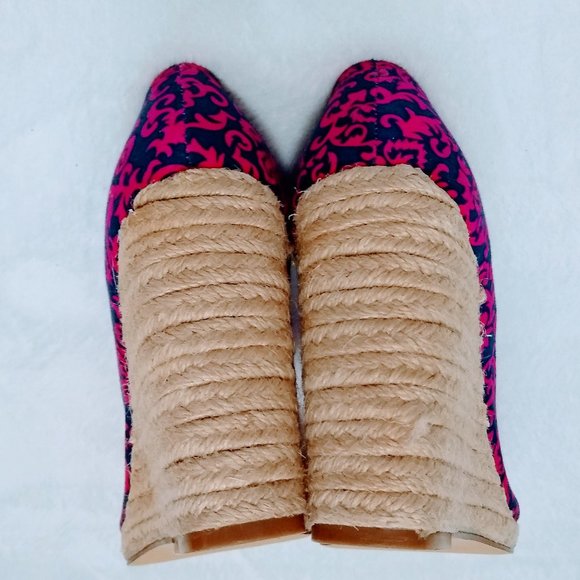 C LABEL PAISLEY PINK NAVY ESPADRILLES SIZE 5.5 - Picture 9 of 15